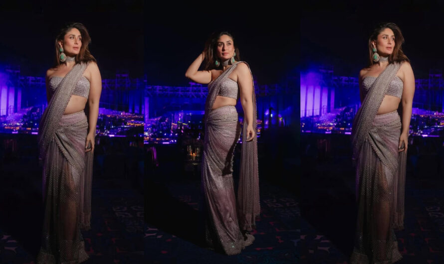 Kareena Kapoor’s Look in Tarun Tahiliani Pre-Draped Lilac Saree: A Perfect Wedding Reception Outfit