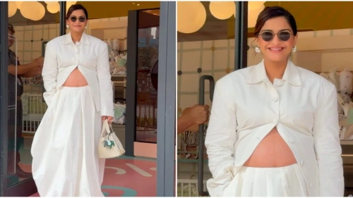 Sonam Kapoor Stuns in All-White Ensemble, Flaunts Baby Bump: Mom-to-Be Turns Mumbai Streets Into a Fashion Runway